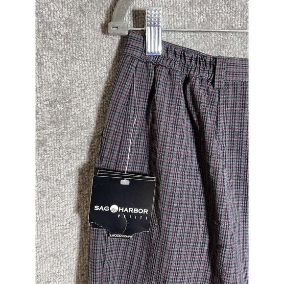 Sag Harbor Petite Gray Plaid Straight Leg Dress Pants Womens Size 12P Stretch‎ - Picture 4 of 9